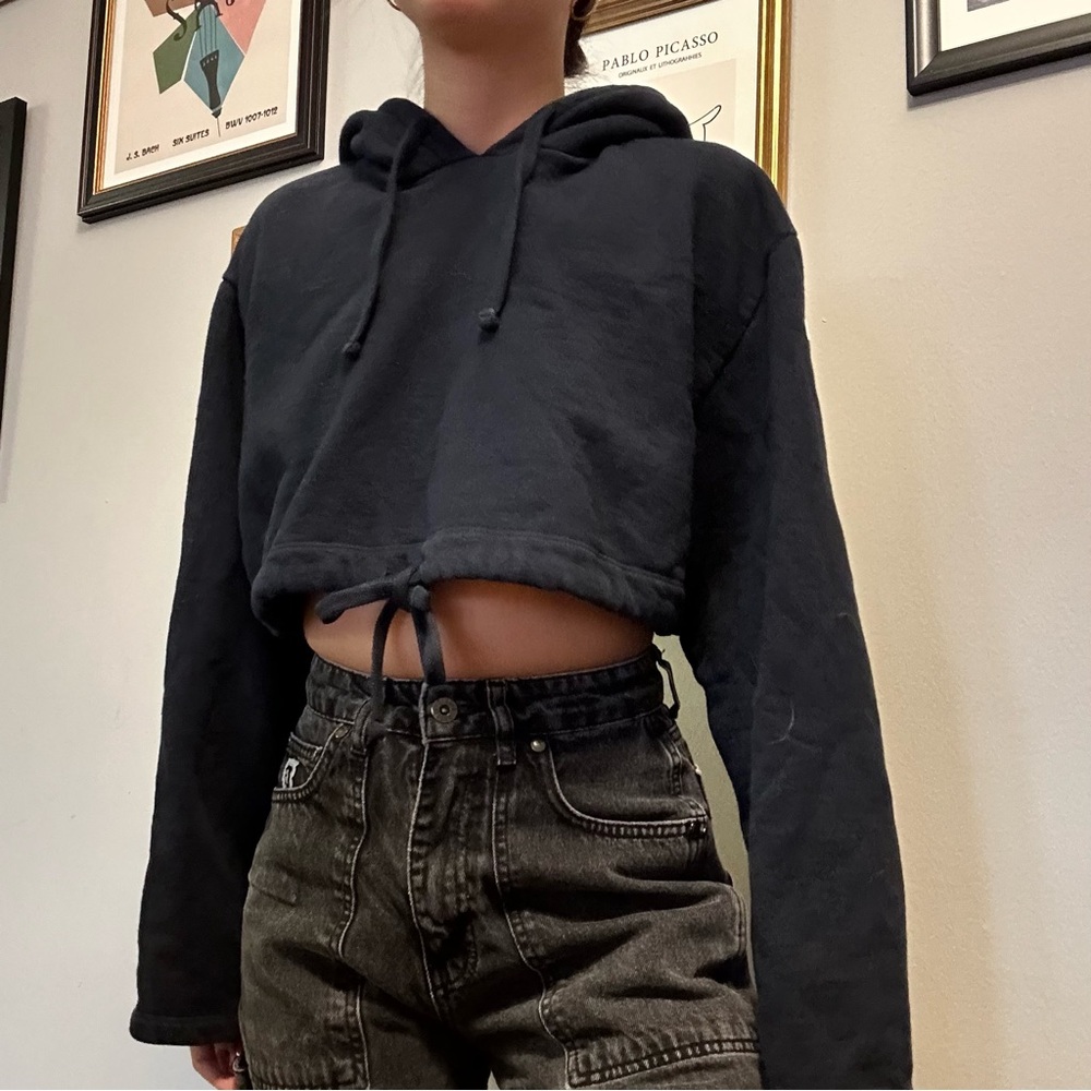 Navy Crop Hoodie